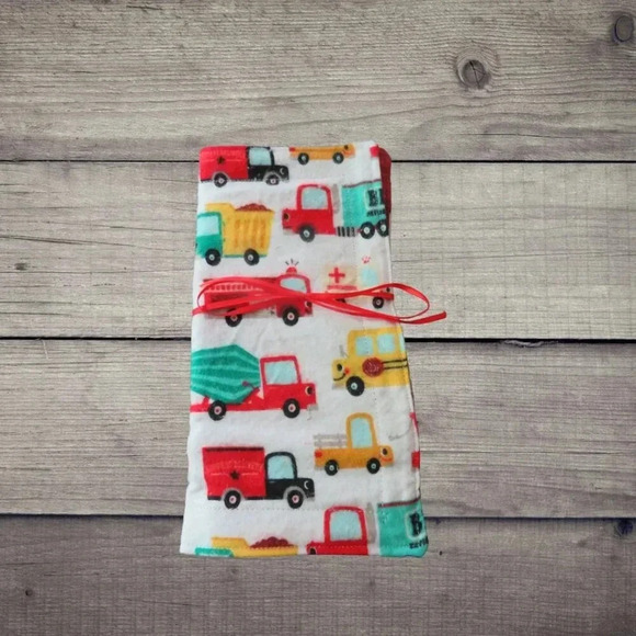 Flannel Burp Cloth, Reversible With Trucks, Set of 3 - Picture 2 of 6